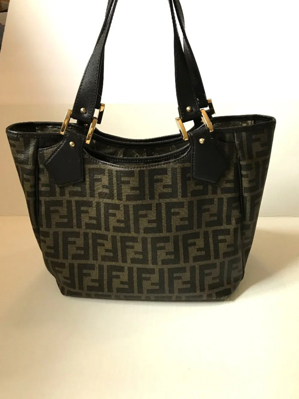 Auth FENDI Zucca Vtg Spalmati Shopping Tote Bag 8BH156 w COA